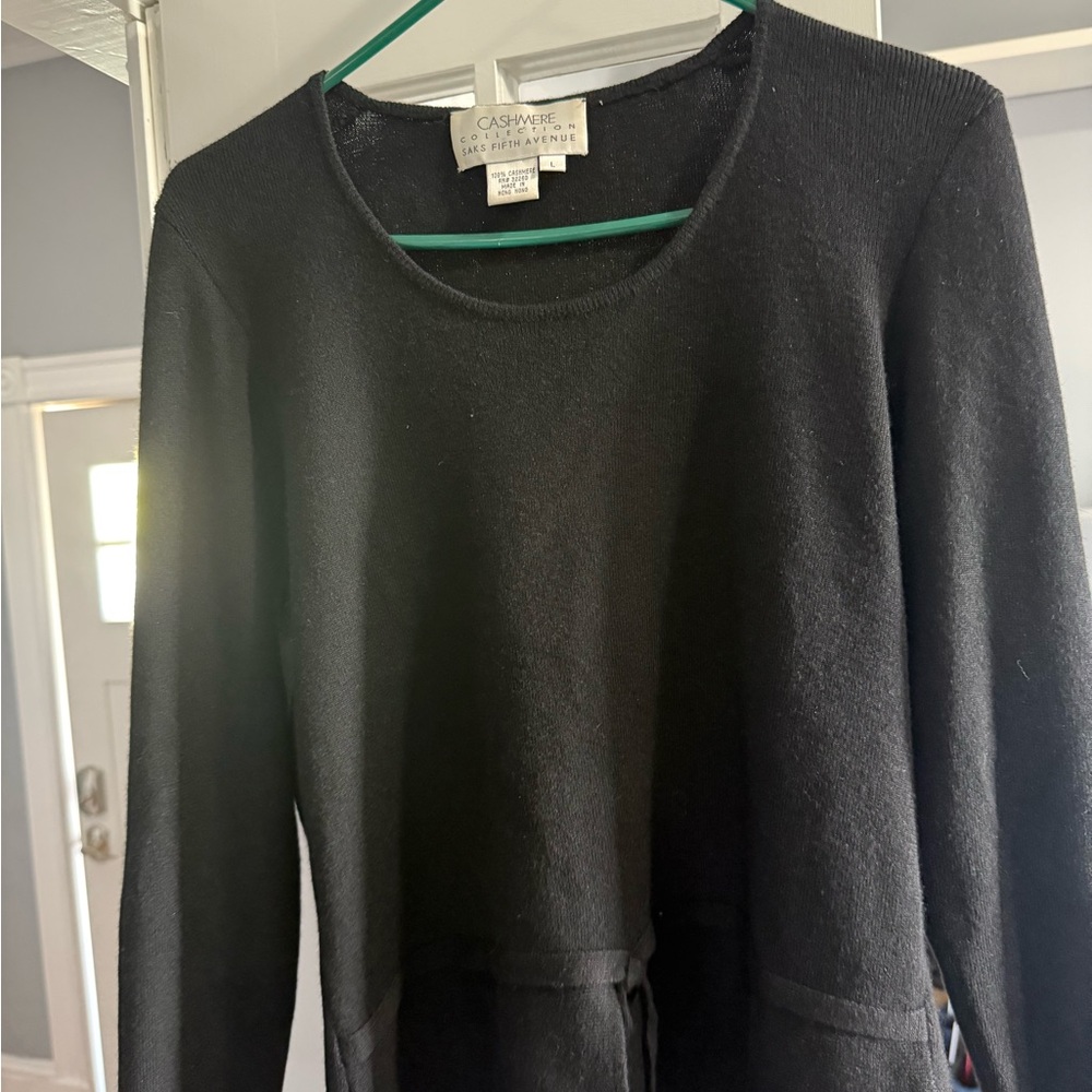 Saks Fifth Avenue Black Cashmere Top